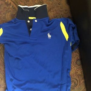 blue polo shirt